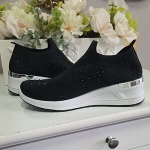 Anne Klein Black and White Slip-On Sneakers